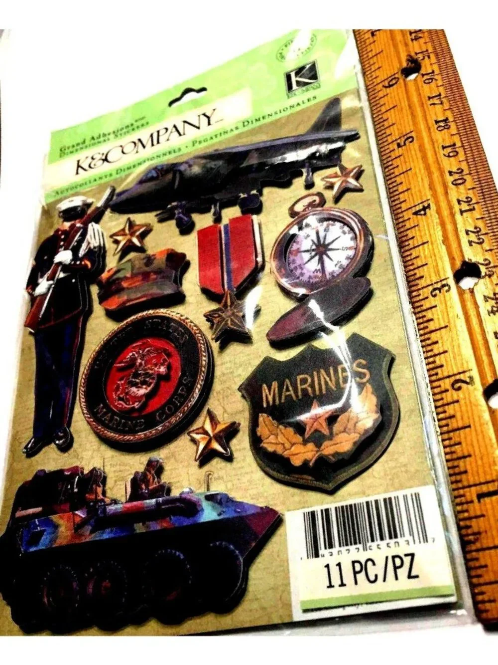 Military Stickers  K & COMPANY US Marines Marine Corps Scrapbook Memory 11 Pcs
